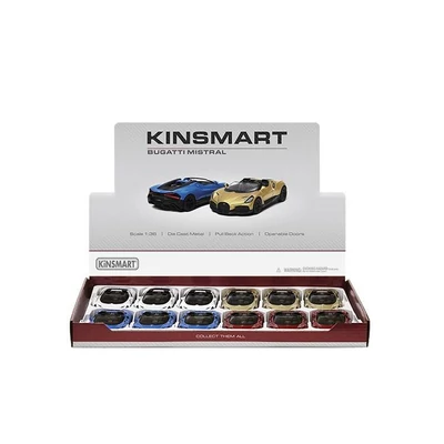 Kép 3/3 - Kinsmart Bugatti Mistral fém autó nyitható ajtókkal 1:36 (többféle)