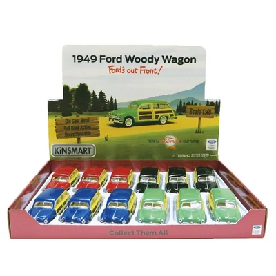 Kép 21/21 - Kinsmart Ford Woody Wagon 1949 fém autó nyitható ajtókkal 1:40 (többféle)
