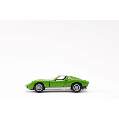 Kép 13/21 - Kinsmart Lamborghini Miura P400 SV 1971 fém autó nyitható ajtókkal 1:34 (többféle)