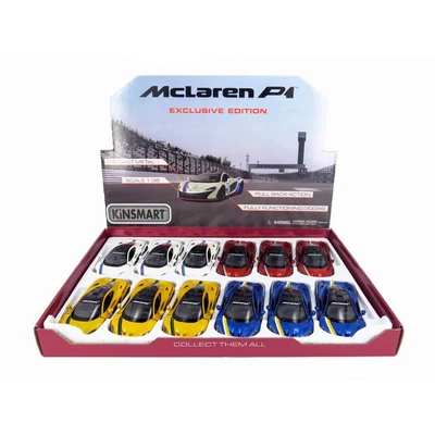 Kép 21/21 - Kinsmart McLaren P1 Exclusive Edition fém autó nyitható ajtókkal 1:36 (többféle)