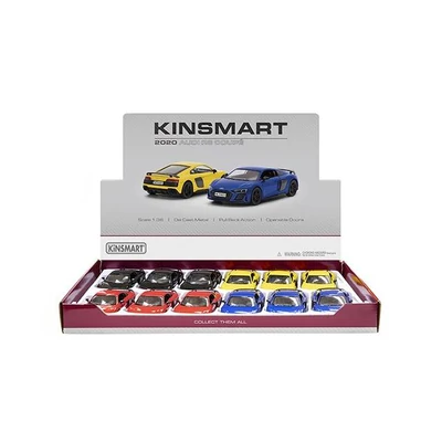 Kép 11/11 - Kinsmart Audi R8 Coupe 2020 fém autó nyitható ajtókkal 1:36 (többféle)