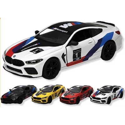 Kinsmart BMW M8 Competition Coupe Livery Edition fém autó nyitható ajtókkal 1:38 (többféle)