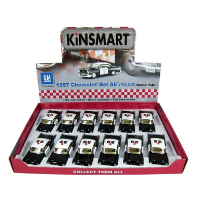 Kép 11/11 - Kinsmart Chevrolet Bel Air (rendőr/tűzoltó kiadás) 1957 fém autó nyitható ajtókkal 1:40 (többféle)
