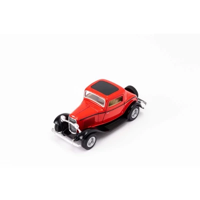 Kinsmart Ford 3 ablakos coupe 1932 fém autó nyitható ajtókkal 1:34 (többféle)