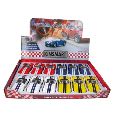 Kép 21/21 - Kinsmart Shelby Cobra 427 S/C 1965 fém autó nyitható ajtókkal 1:32 (többféle)
