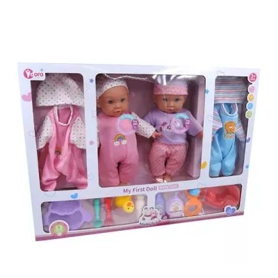 Hangot adó baba kiegészítőkkel - 35 cm