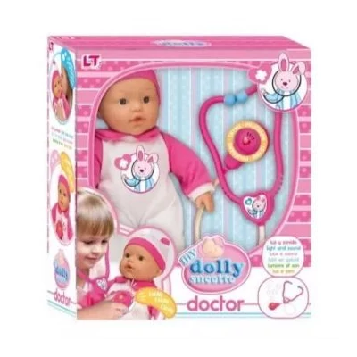 Loko: Puha funkciós baba orvosi készlettel - 37 cm