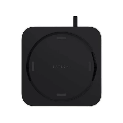 Kép 6/7 - Satechi Stand & Hub For Mac Mini / Studio (1x USB-C 3.2, 1xUSB-A 3.2, 2x USB-A 3.0, 3.5mm Audio,1x Micro/SD, 1x NVMe/M.2 SATA SSD Enclosure Drive not included) - Silver