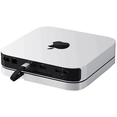Kép 7/7 - Satechi Stand & Hub For Mac Mini / Studio (1x USB-C 3.2, 1xUSB-A 3.2, 2x USB-A 3.0, 3.5mm Audio,1x Micro/SD, 1x NVMe/M.2 SATA SSD Enclosure Drive not included) - Silver
