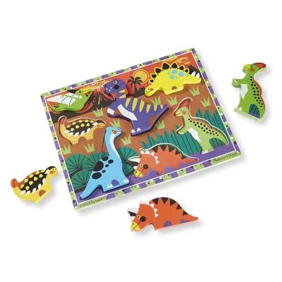 Kép 3/3 - Melissa & Doug Fa készségfejlesztő játék, Könnyen megfogható puzzle, dínók