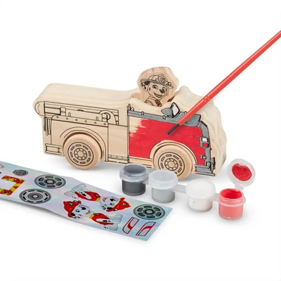 Kép 2/2 - Melissa & Doug fa készségfejlesztő játék, Mancs őrjárat kifesthető fa járművek
