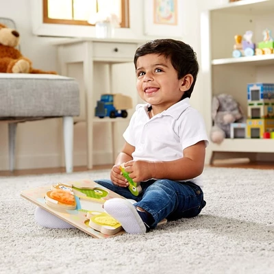 Kép 3/3 - Melissa & Doug Fa készségfejlesztő játék, Tapintós puzzle, kukucskáló állatok tükörrel