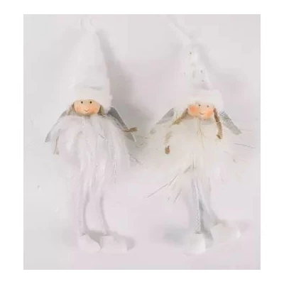 Mintás angyal figura - fehér, arany, 19 cm, többféle