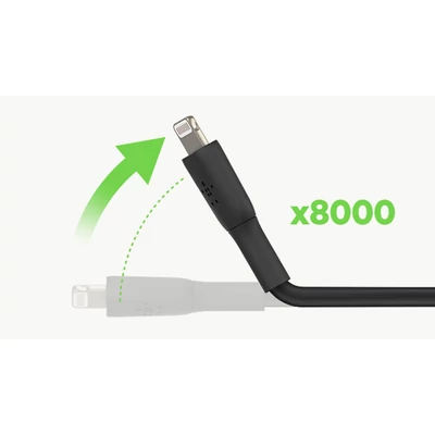 Kép 7/8 - Belkin BOOST CHARGE USB-A to Lightning Cable, PVC - 1M (2 PK) - Black