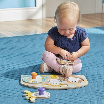Kép 3/3 - Melissa & Doug Fa készségfejlesztő játék, Puzzle fogantyúval, szafari