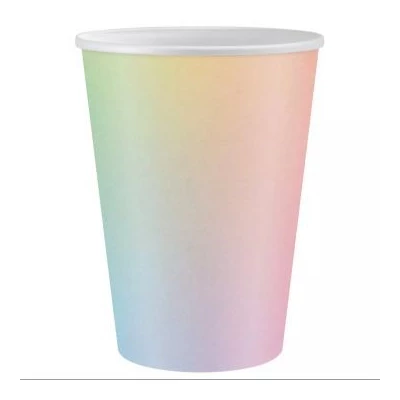 Szivárvány mintás papírpohár, 260 ml - 6 db-os