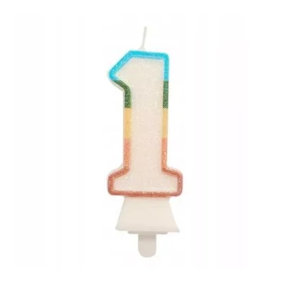 Színes számgyertya csillámmal, 8,5 cm - 1