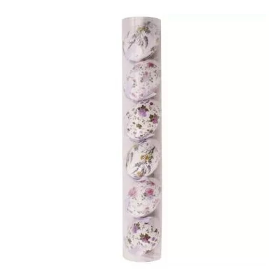 Dekortojás szett lila virágmintákkal, 6 cm - 6 db-os