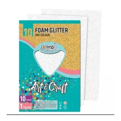 Glitteres dekorgumi - A4-es, 10 db-os, fehér