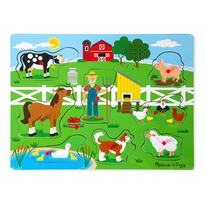 Kép 2/3 - Melissa & Doug Hangos puzzle, Old MacDonald farmja