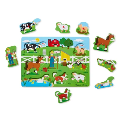 Kép 3/3 - Melissa & Doug Hangos puzzle, Old MacDonald farmja