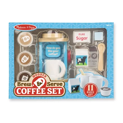 Kép 2/3 - Melissa & Doug Sütés-főzés, Fa kávéfőző szett