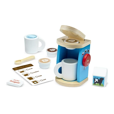 Kép 3/3 - Melissa & Doug Sütés-főzés, Fa kávéfőző szett