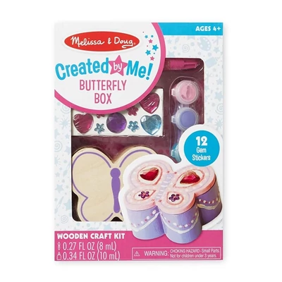 Kép 2/3 - Melissa & Doug Kreatív játék, Fa doboz díszítés, pillangó