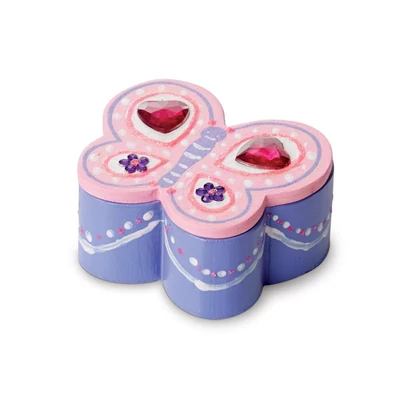 Kép 3/3 - Melissa & Doug Kreatív játék, Fa doboz díszítés, pillangó