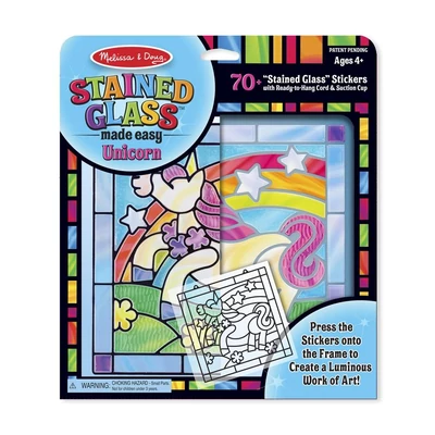 Kép 2/3 - Melissa & Doug Kreatív játék, Ólomüveg képkészítő készlet, unikornis