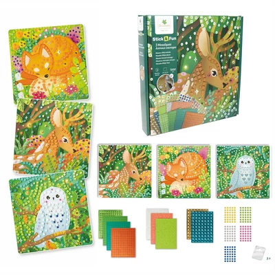 Kép 3/3 - Sycomore Stick'n Fun mozaikkép-készítő kis szett - erdei állatok