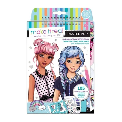 Kép 2/3 - Make It Real Divattervező vázlatfüzet, Pasztel Pop