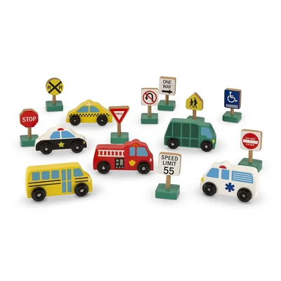 Kép 3/3 - Melissa & Doug Fa jármű, Autók és közlekedési táblák