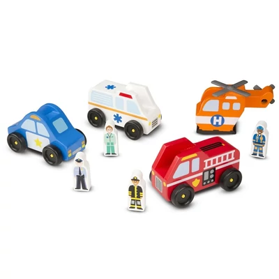 Kép 2/3 - Melissa & Doug Fa jármű, Vészhelyzet járművei