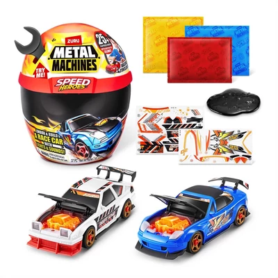 Kép 2/3 - Metal Machines Speed Heroes meglepetés játékszett bukósisakban, 2 db kisautóval
