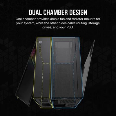 Kép 3/4 - CORSAIR 6500X Tempered Glass Dual-Chamber Számítógépház
