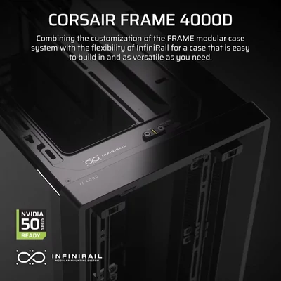 Kép 2/10 - Corsair Frame 4000D számítógépház - edzett üveg, moduláris, fekete