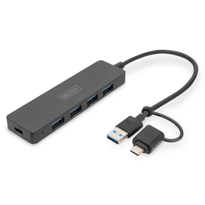 Digitus USB 3.0 Hub 4-Port Slim Line Fekete