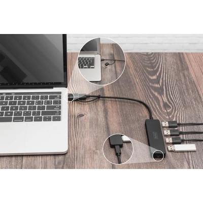 Kép 2/5 - Digitus USB 3.0 Hub 4-Port Slim Line Fekete