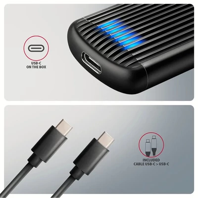Kép 3/3 - AXAGON EEM2-SC USB-C 10Gbps M.2 NVMe SSD RIBBED Box