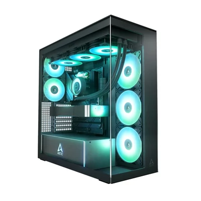 Arctic Xtender Clear Tempered Glass Fekete számítógépház