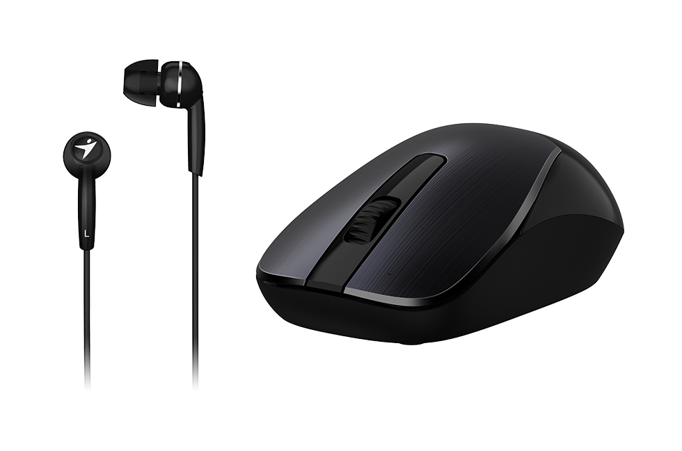 Genius MH-7018 wireless mouse Black + In-ear Headset Black