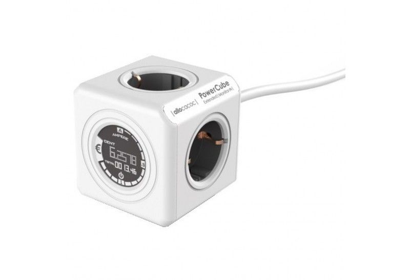 Allocacoc PowerCube Extended Monitor 1,5m fehér/szürke