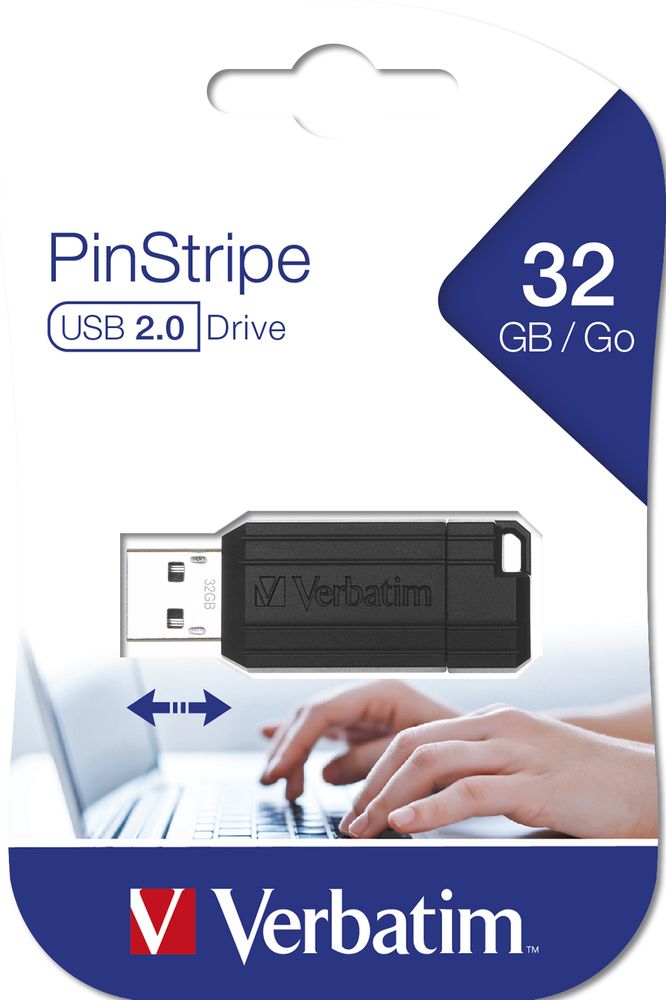 Verbatim 32GB PinStripe USB2.0 Black