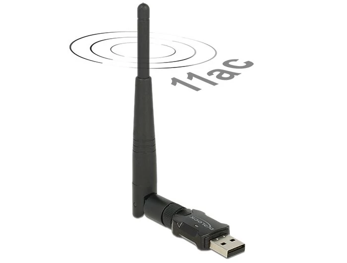 DeLock USB 2.0 Dual Band WLAN ac/a/b/g/n Stick 433 Mbps külső antennával