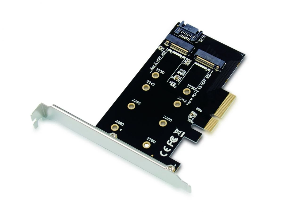 Conceptronic EMRICK04B 2-in-1 M.2 PCIe Card, M.2 SATA x 1, M.2 NVMe x 1