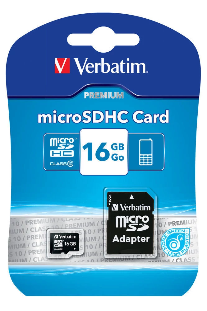 Verbatim 16GB microSDHC Premium Class10 + adapterrel