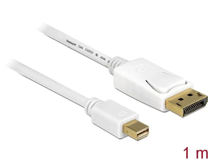 DeLock Mini DisplayPort 1.2 male > DisplayPort male 4K 60 Hz 1m cable White