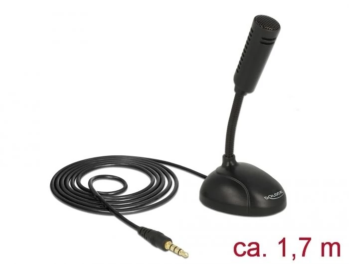DeLock Condenser Microphone Omni-Directional for Smartphone / Tablet with gooseneck 3.5 mm 4 pin ste
