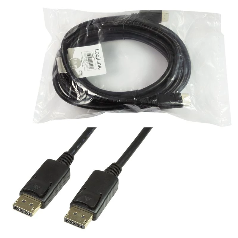 Logilink DisplayPort 1.2 connection cable 4K 2K/60Hz 7,5m Black